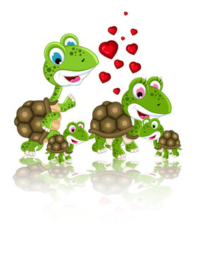 happy family of turtle cartoon