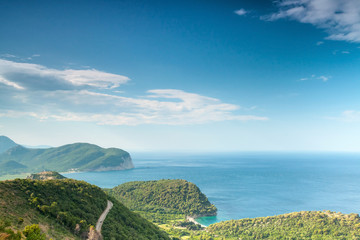 Adriatic sea landscape with blue cloudy sky