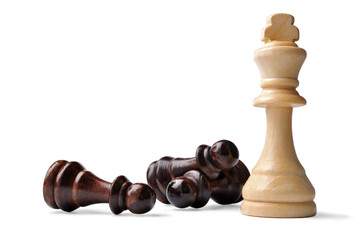 King chess piece with opposition pawns