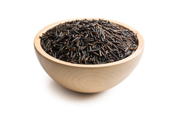 wild rice in wooden bowl