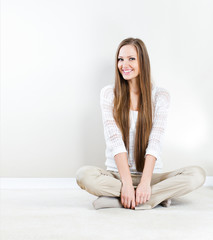 beautiful happy woman relaxing home