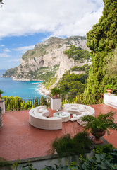 View from a luxurious terrace on the island of Capri, Italy..
