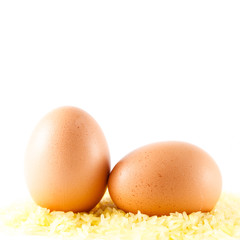 chicken eggs on yellow rice