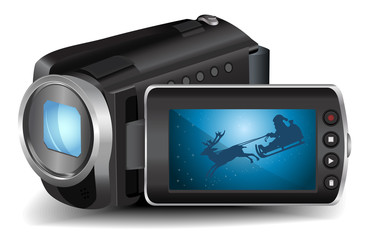 Video camera on white background
