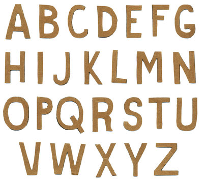 Brown Torn Paper Alphabet Letters