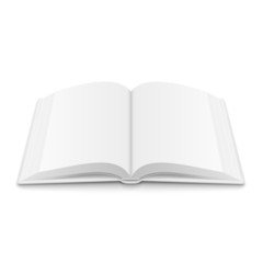 Blank opened book template with soft shadows.