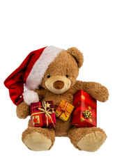 Teddybär mit Weihnachtsgeschenken