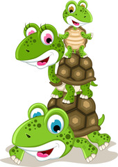 happy family of turtle cartoon