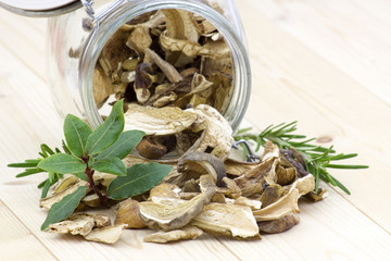 herbs and dried mushrooms - boletus