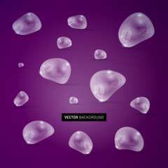 Vector raindrops on violet background