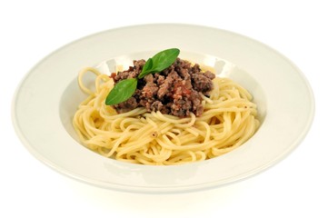 Assiette de spaghetti à la bolognaise