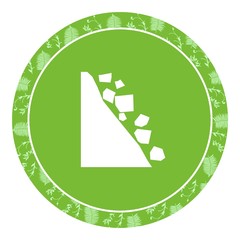 Chute de pierres dans un panneau rond vert