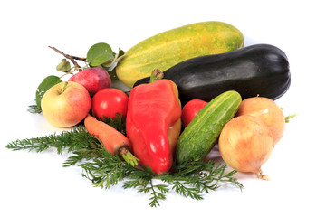 Vegetables on white.