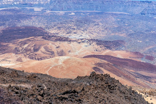 Lava crater in Park Canadas del Teide. Tenerife. Spain