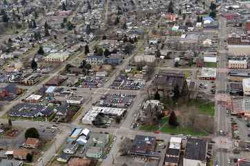 The gridded streets of old Centralia, Washington
