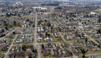 The gridded streets of old Centralia, Washington
