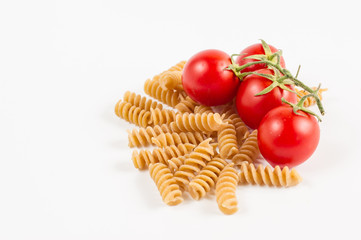 mixed italian pasta in white background