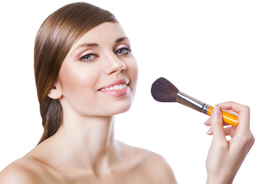 natural beautiful woman with brush