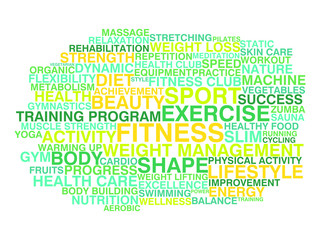 Fitness and healthy lifestyle. Word cloud concept