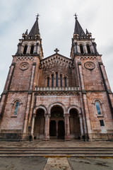 Fototapeta na wymiar Facade of Santa Maria la Real basilica in Covadonga, Asturias