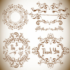 Set of calligraphic design elements