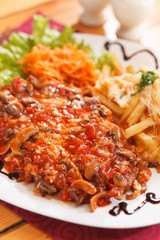 french fries with vegetables