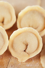 russian dumplings, meat wrapped with pastry.