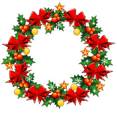 Christmas wreath with holly berry