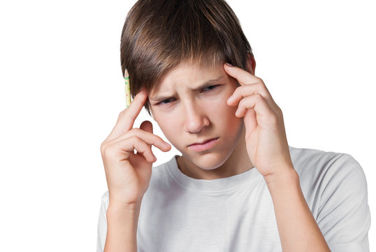 Little boy having a headache