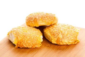 cheese bread roll isolatedon white background