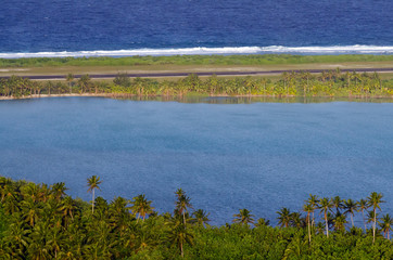 Aerial view of Aitutaki Lagoon Cook Islands