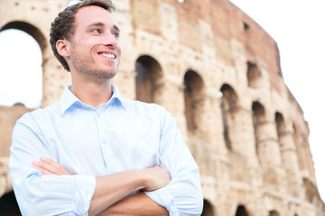 Young casual business man, Colosseum, Rome, Italy
