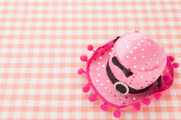 cute hat on the tablecloth