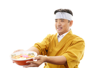 笑顔のラーメン屋の主人