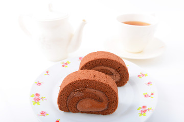 ロールケーキと紅茶