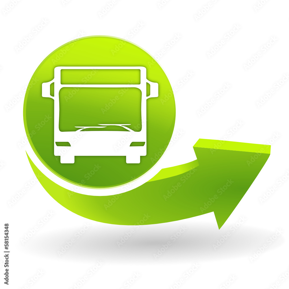 Fototapete bus transport vert sur symbole vert