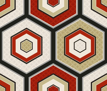 seamless japanese hexagon crest pattern