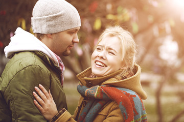 Couple. Girl smiling