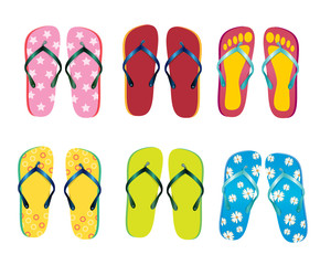 Six of beach slippers
