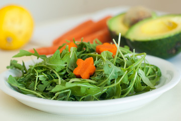 green salad and avocado