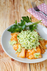 Italian risotto with stewed cabbage