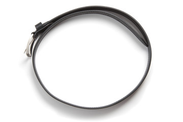 Black leather belt, isolated, cutout