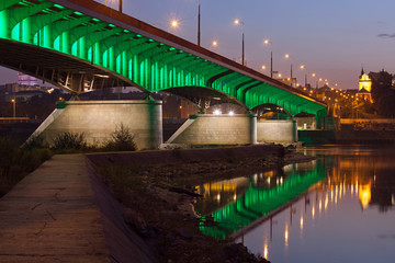 Slasko-Dabrowski Bridge at Dusk in Warsaw