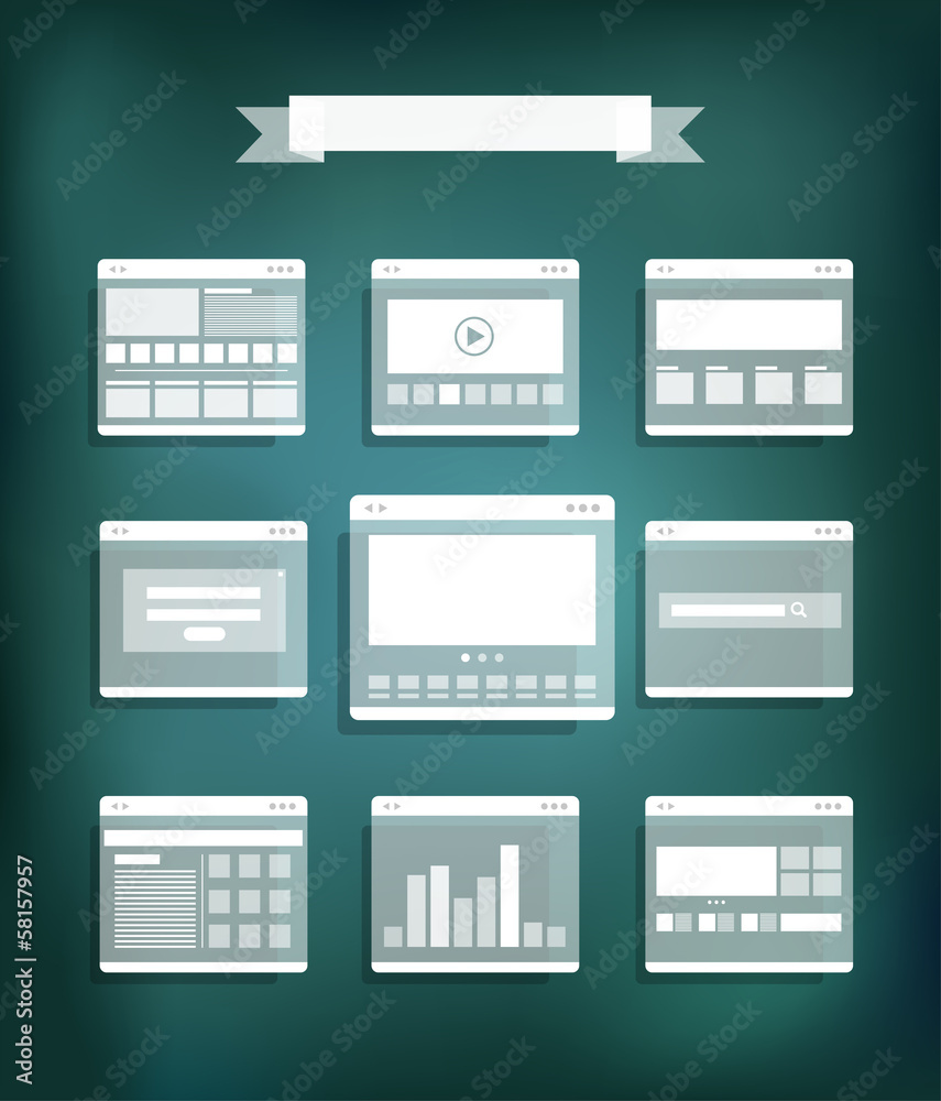 Poster Transparent web site page templates collection