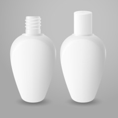White plastic opened and closed bottles
