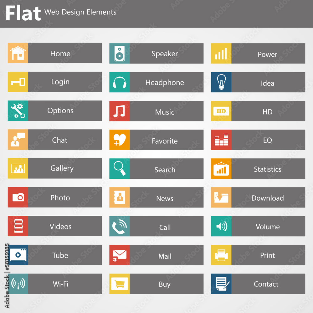 Canvas Prints flat web design elements, buttons, icons. templates for website.