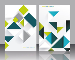 Vector brochure template design with cubes and arrows elements.