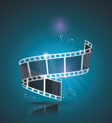 Obraz premium Old Cinema banner with stripe roll. Vector cinema background.