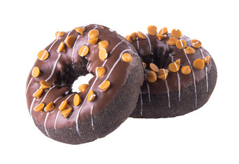 chocolate donuts on a white background