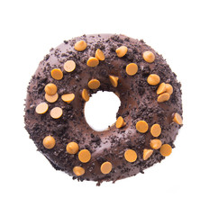 chocolate donuts on a white background